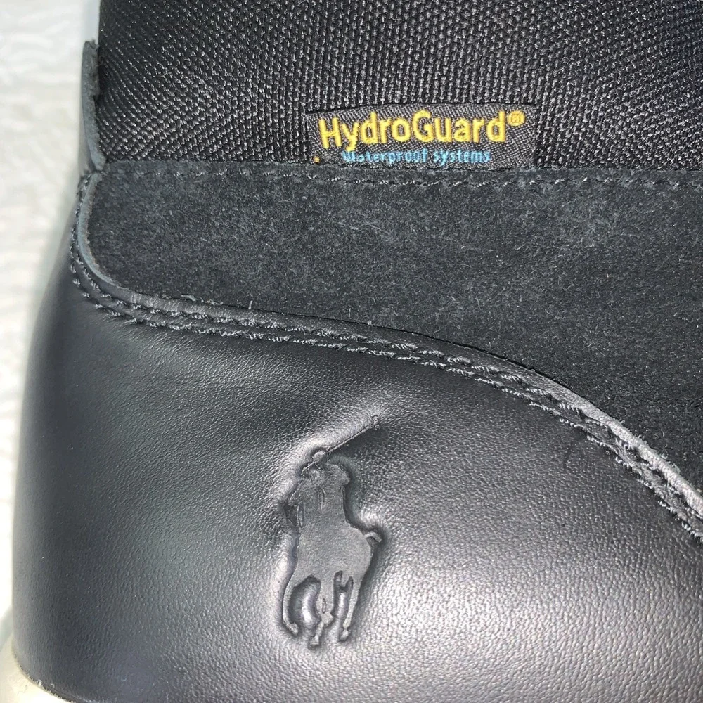 Polo Ralph Lauren Shrunken Sneaker Boot Black Waterproof Leather Shoes Mens 13